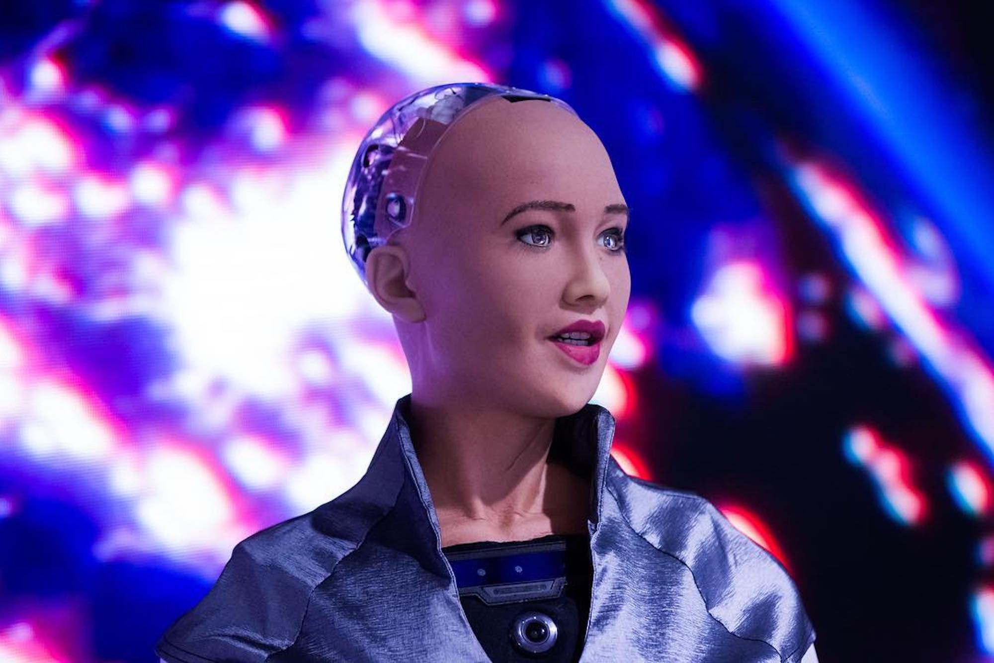 Sophia The Robot s Hand Painted Self Portrait Was Sold As An NFT For 