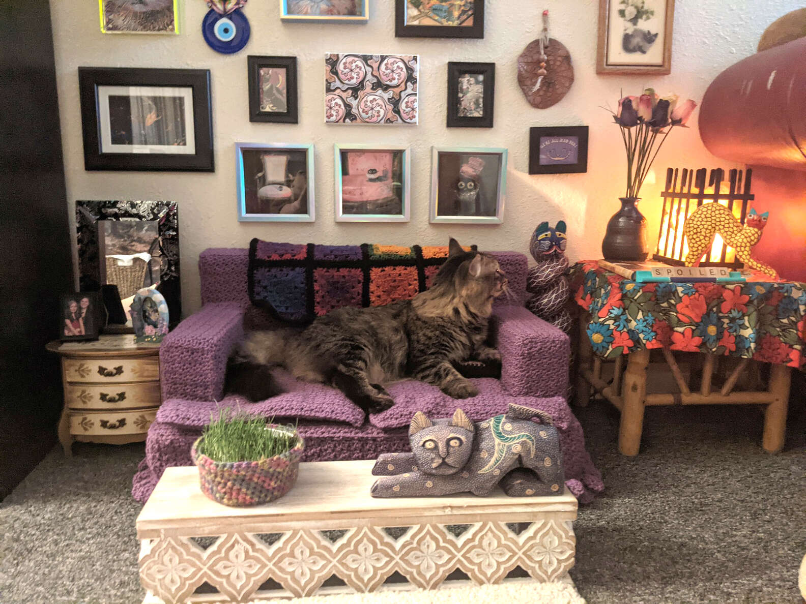 cat inspired living room