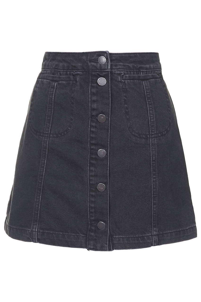 MOTO Black Button Front Skirt | JUICE