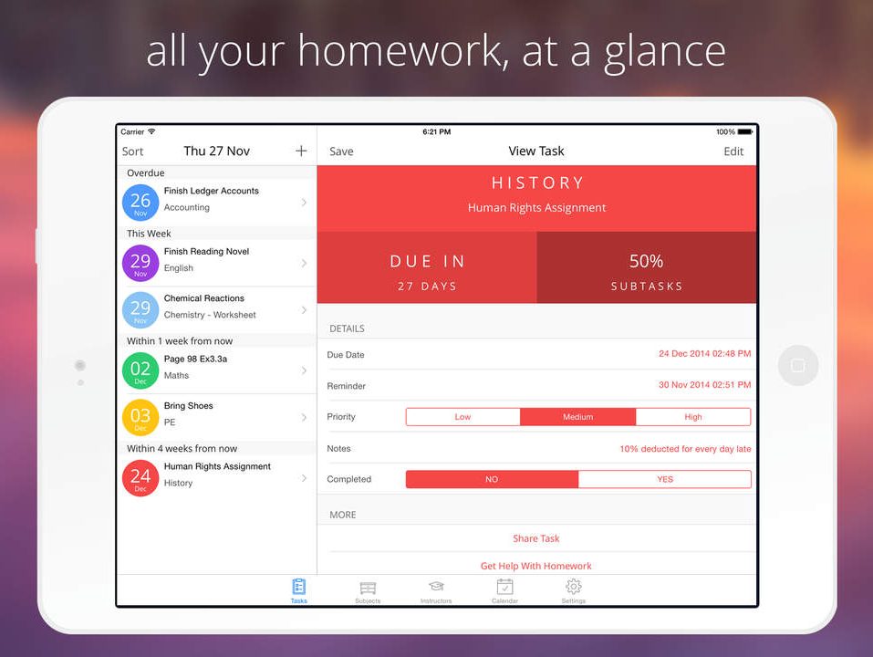 app for keeping track of homework