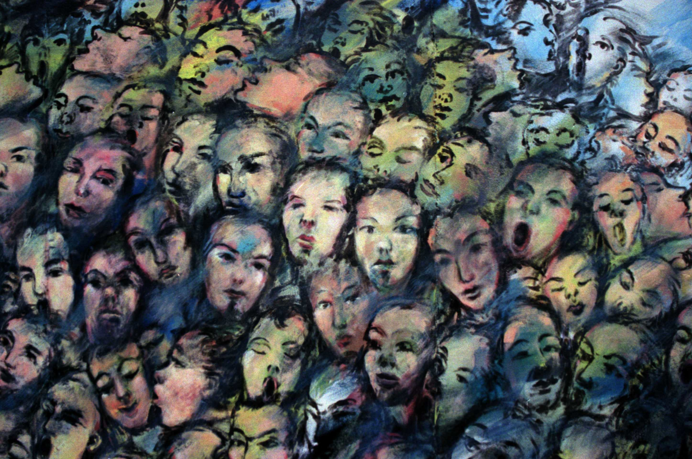 Массовые сообщества. Психологические картины. Картины с множеством лиц. Толпа людей арт. Картины из людей.